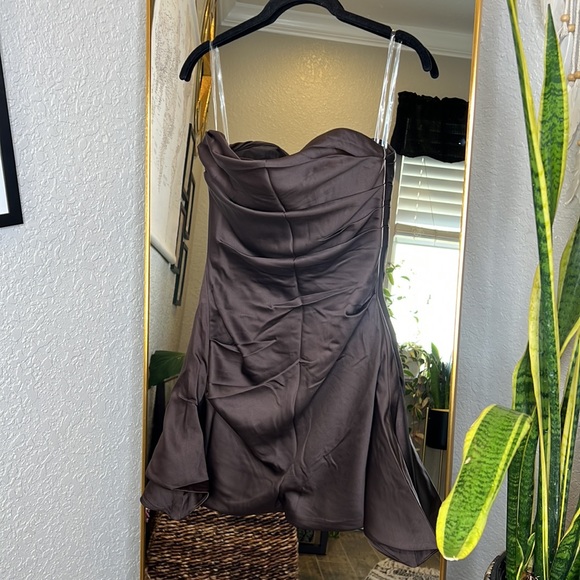 HOUSE OF CB 'Jasmine' Chocolate Draped Strapless Corset Dress NWOT - Picture 7 of 9